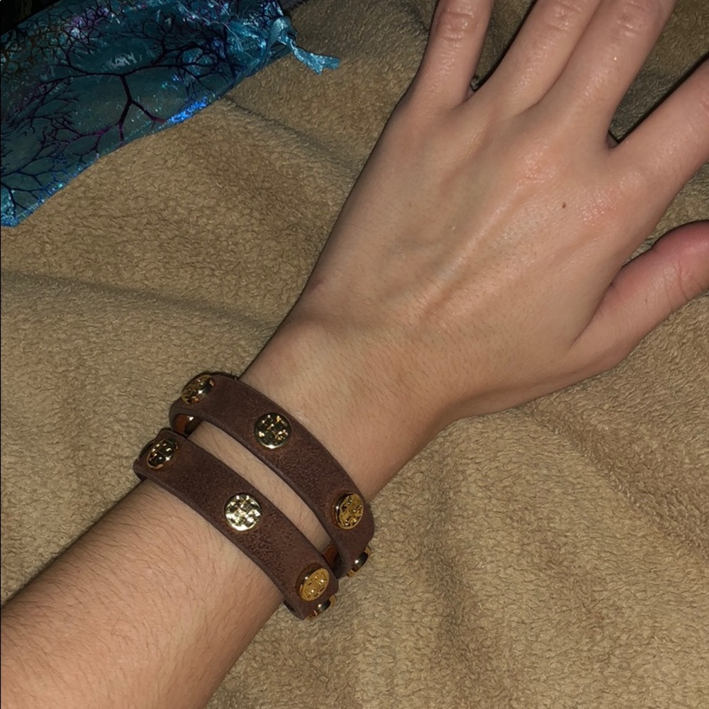 Brown suede TORY BURCH double wrap bracelet